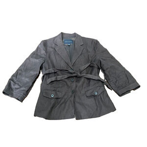 Banana Republic Women's Linen Blend‎ Notch Lapel Belted Blazer Brown Size 12
